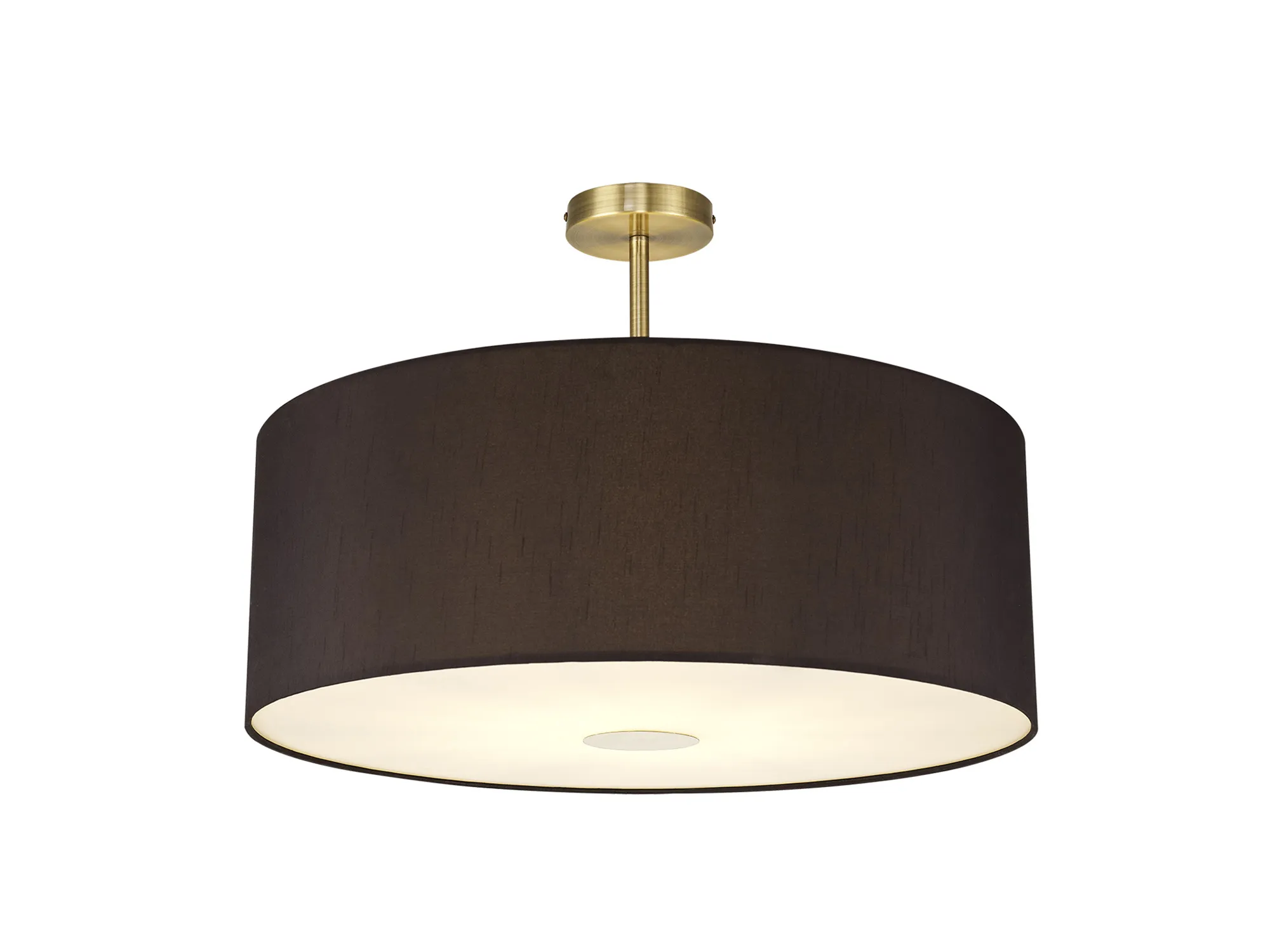 DK0197  Baymont 60cm Semi Flush 1 Light Antique Brass; Black; Frosted Diffuser